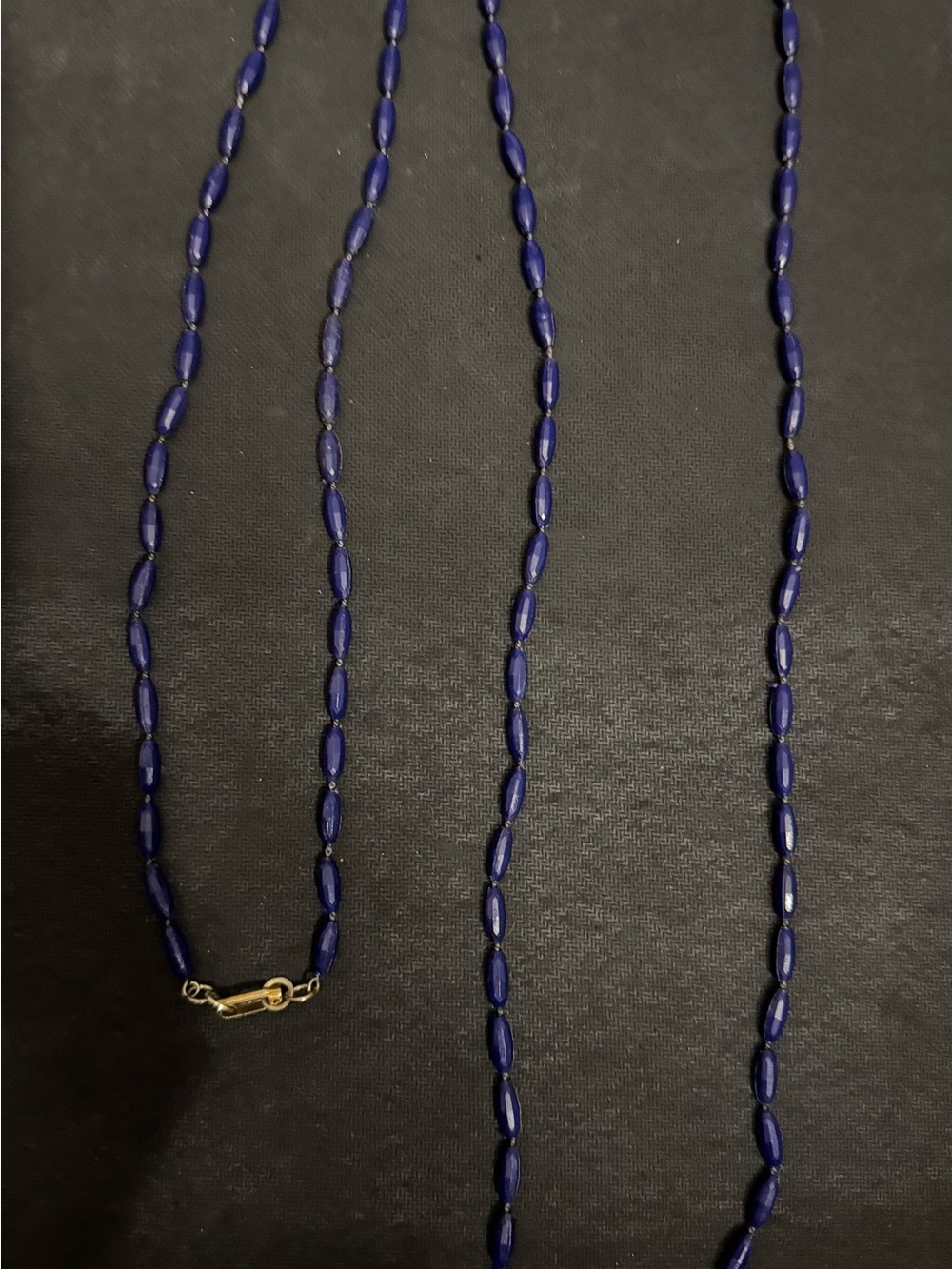 Vintage Mid 20th Century Blue Plastic Bead Necklace from Hong Kong